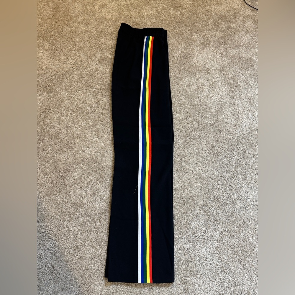 Zara Black Trouser Joggers with Rainbow Side Panel Size Small